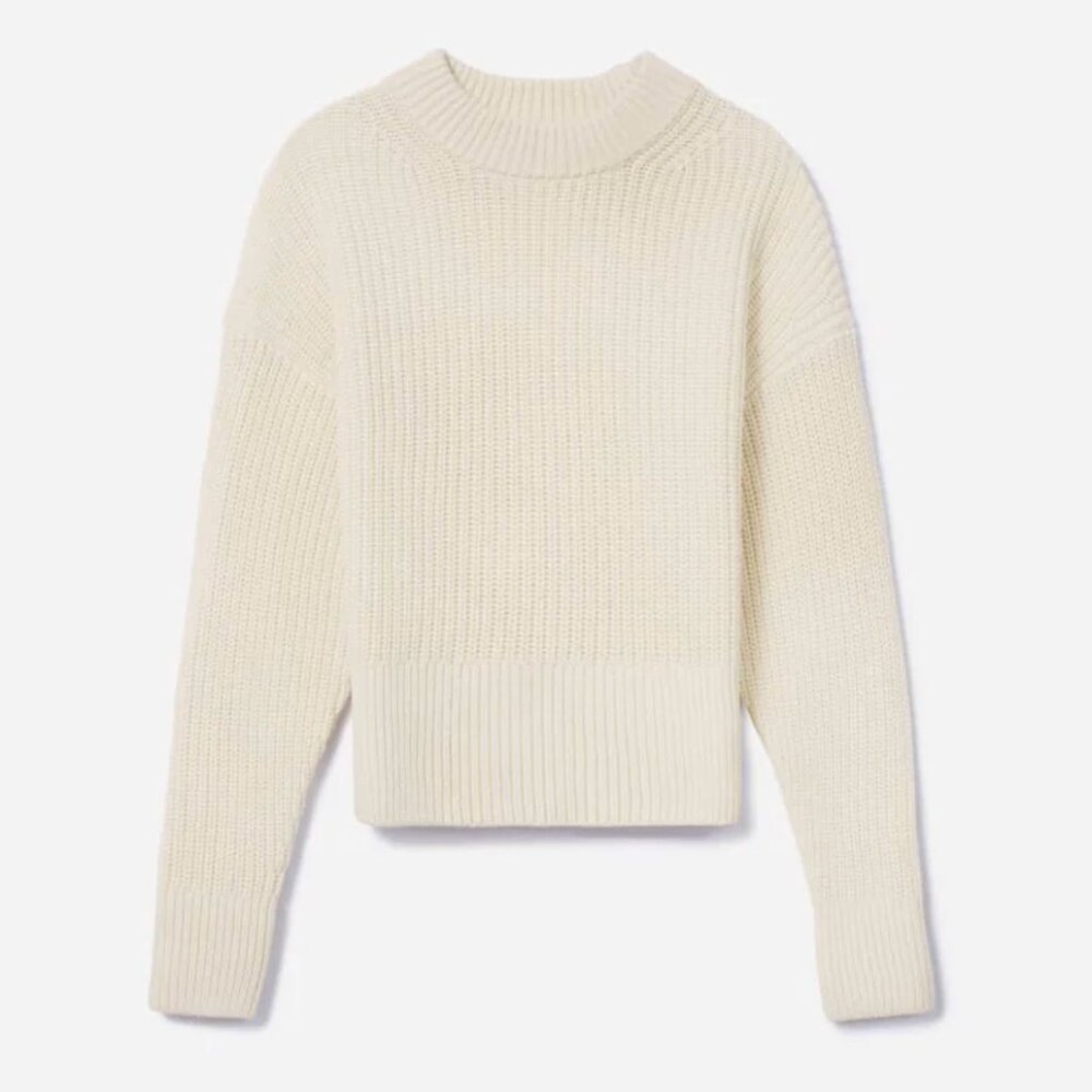 NEW Everlane The Texture Cotton Crew Sweater - Ivory - Extra Small XS